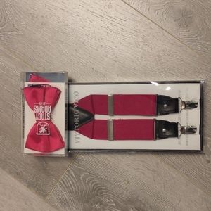 PACKAGE BUNDLE Magenta Vico Button & Clip on Suspenders bowtie included